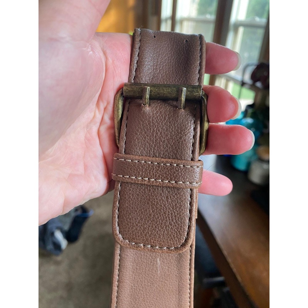 Y2K Leather Shoulder Bag Brown Hobo Purse Chunky Buckle Boho Bratz 1990s Fall - Picture 7 of 7